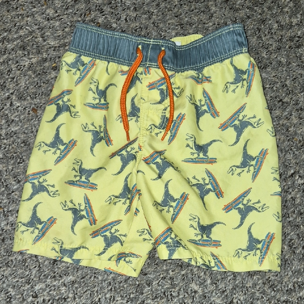 Old Navy Kids Dinosaur Print Shorts - Yellow and Gray